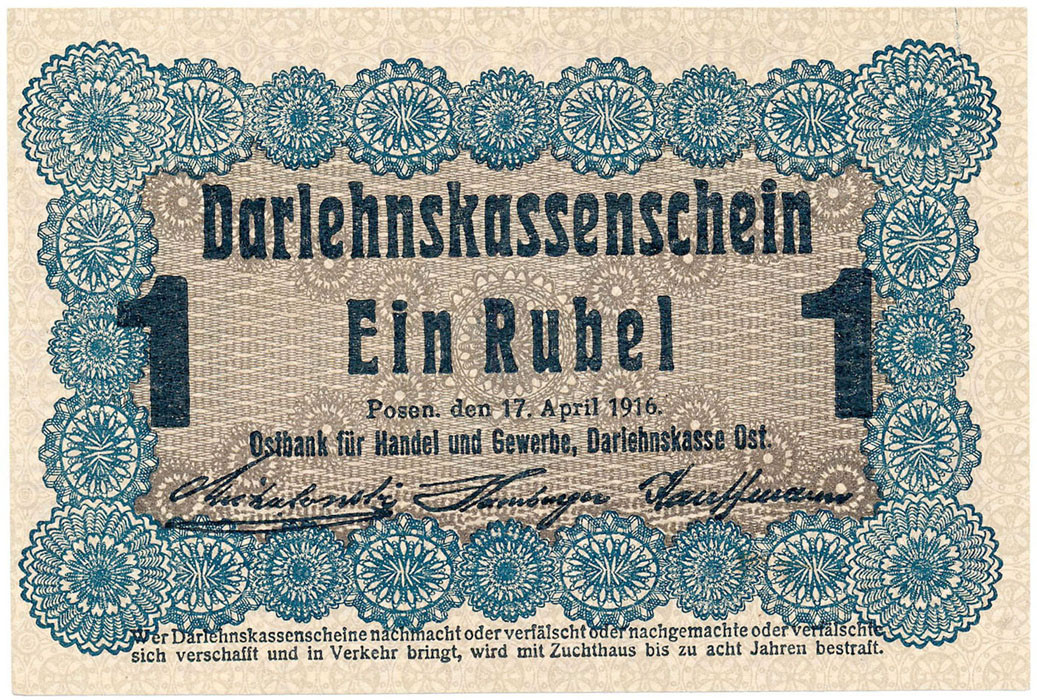 Polska - OST. 1 rubel 1916, Poznań